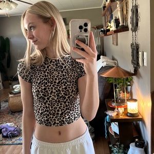 Rue 21 cheetah crop top with laces back. size xs